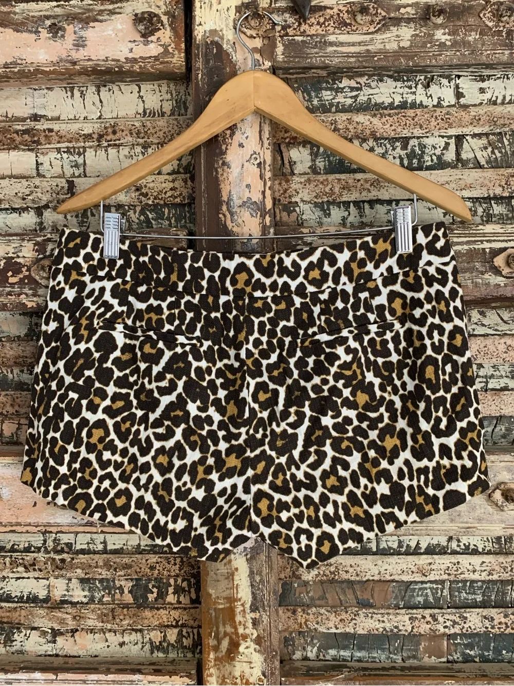 J.Crew Leopard Print Chino Shorts Black Cream Brown, 100% Cotton, EUC, 8